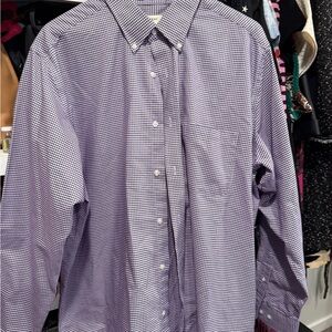 Haggar Men's Purple Gingham Button Down Shirt